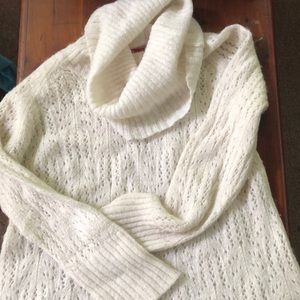 Elle XL tunic cowl-neck lacy sweater